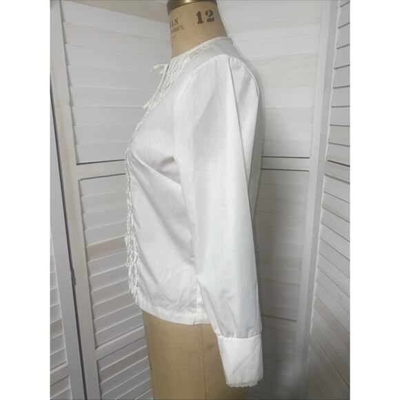 Handmade Vintage White Cotton Blouse Top Ruffle Boho Peasant Cottagecore M/L - Picture 7 of 8